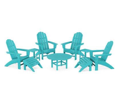 POLYWOOD® Vineyard Curveback Adirondack Chair 9-Piece Conversation Set in Aruba