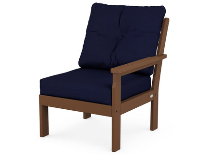 POLYWOOD® Vineyard Modular Right Arm Chair in Teak / Navy