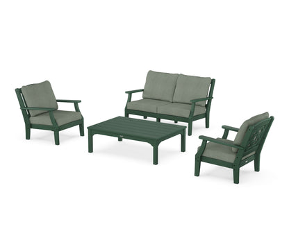 Martha Stewart by POLYWOOD® Chinoiserie 4-Piece Deep Seating Set with Loveseat in Green / Cast Sage