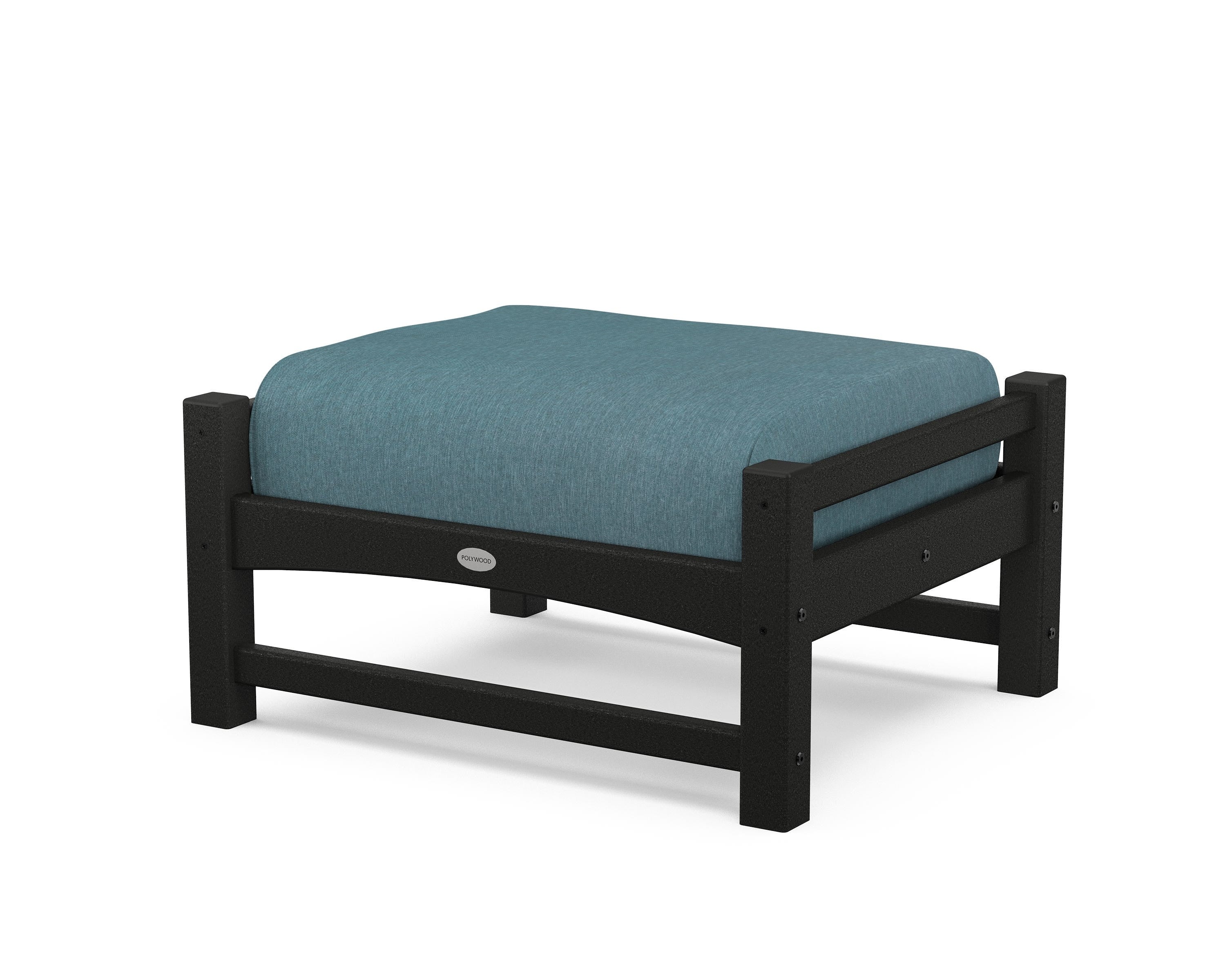 POLYWOOD® Club Ottoman in Black / Ocean Teal