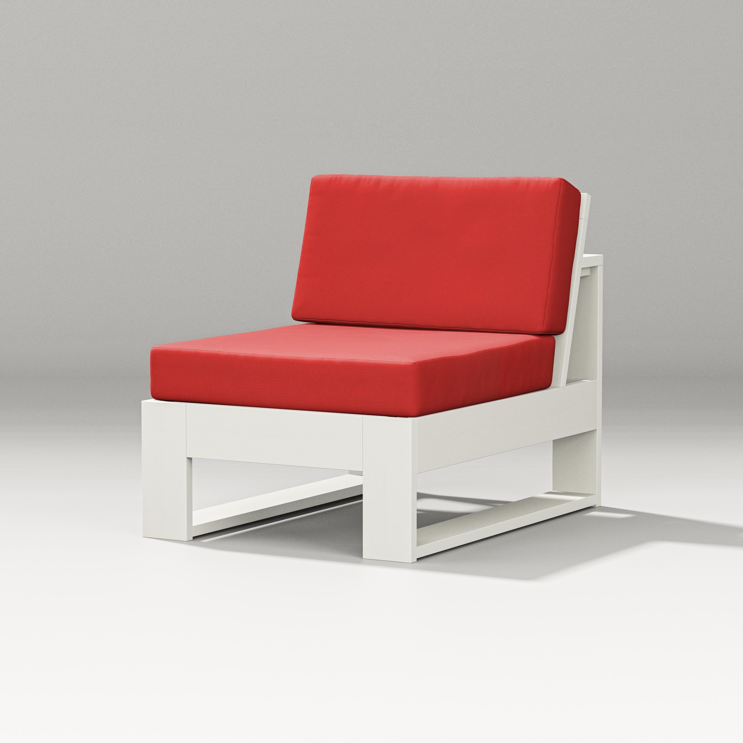 PW Designer Series Latitude Modular Armless Chair in Vintage White / Crimson Linen