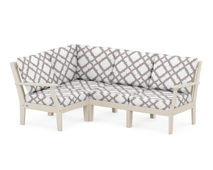 POLYWOOD® Braxton Modular 4-Piece Deep Seating Set in Sand / Trellis Grey Mist