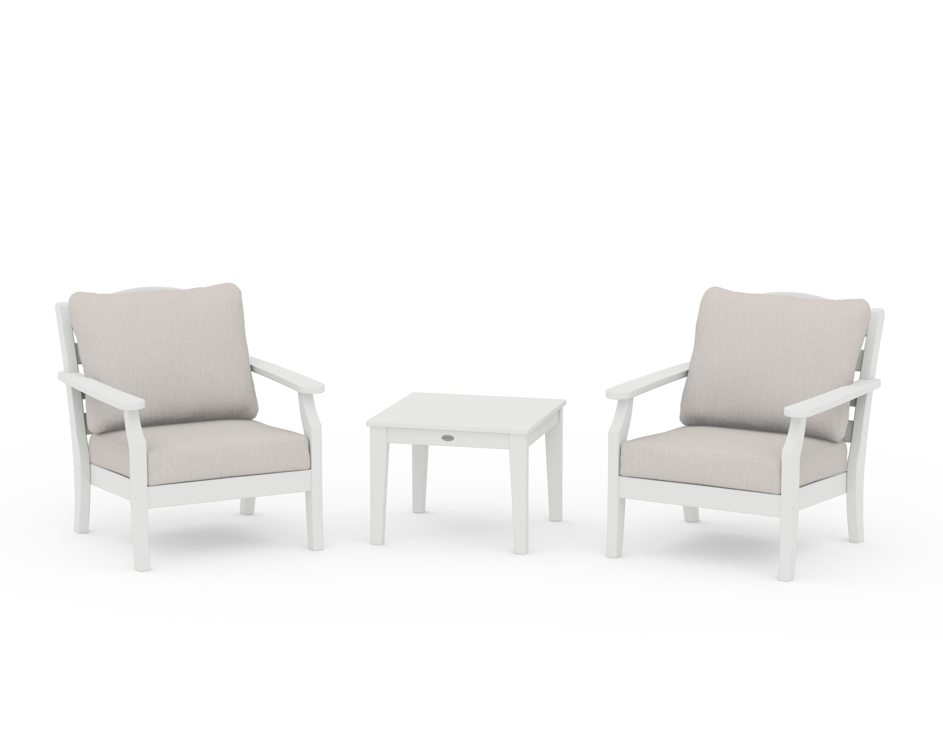 Draper James™ by  POLYWOOD® Savannah 3-Piece Deep Seating Set in Vintage White / Cast Ash
