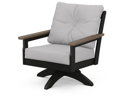 POLYWOOD® Vineyard Deep Seating Swivel Chair in Black / Kona / Granite