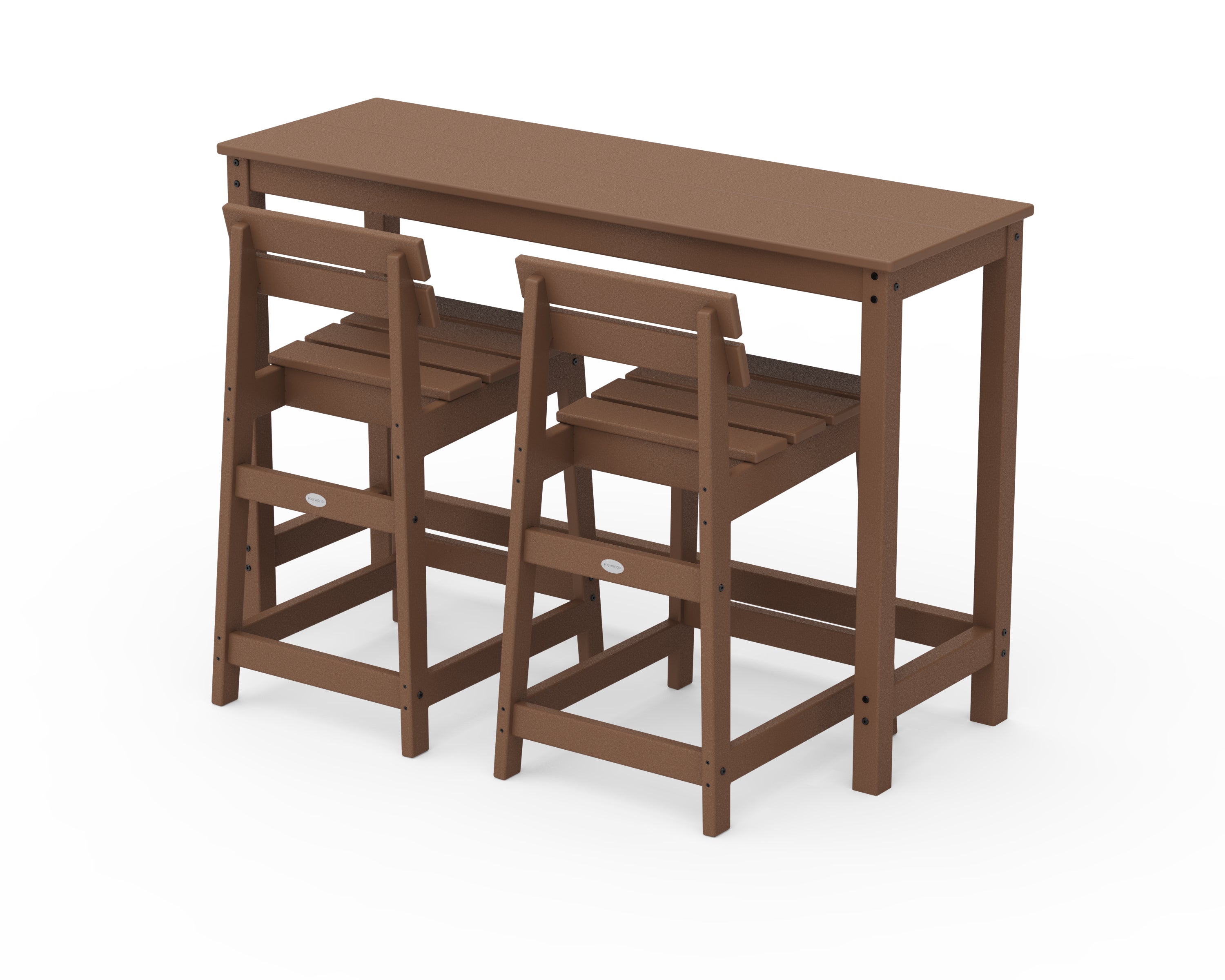 POLYWOOD® Modern Studio Plaza Lowback Counter Chair 3-Piece Balcony Set in Teak