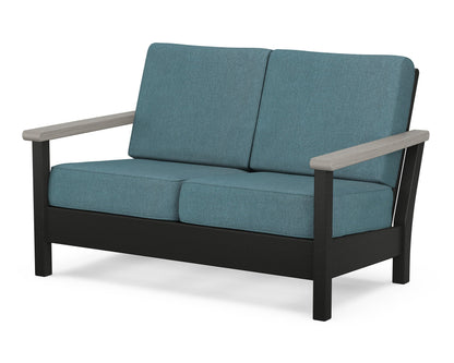 POLYWOOD® Harbour Deep Seating Loveseat in Black / Driftwood / Ocean Teal