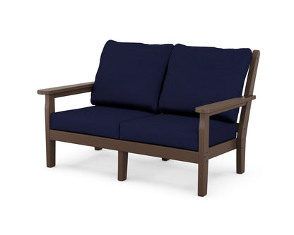 POLYWOOD® Chippendale Deep Seating Loveseat in Mahogany / Navy