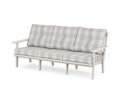 POLYWOOD® Oxford Deep Seating Sofa in Sand / Buffalo Plaid Dune Burlap