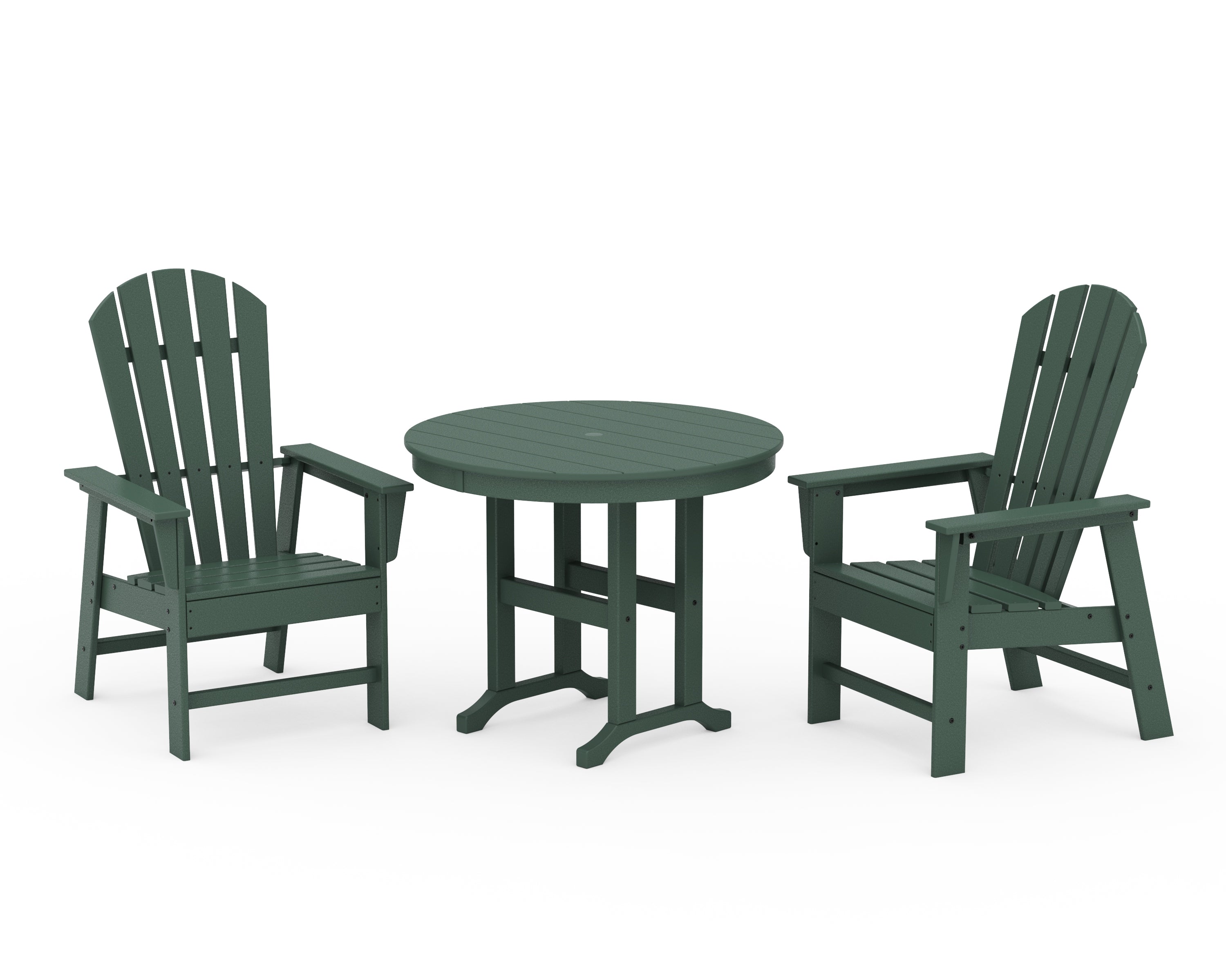 POLYWOOD® South Beach 3-Piece Round Farmhouse Dining Set in Green