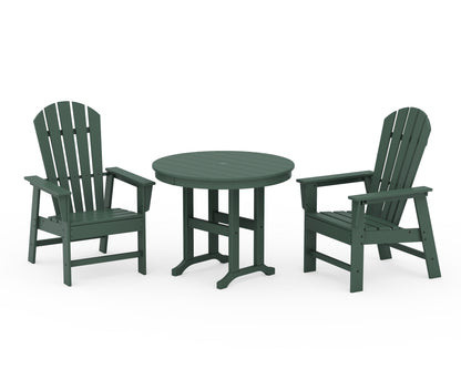 POLYWOOD® South Beach 3-Piece Round Farmhouse Dining Set in Green