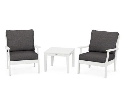 POLYWOOD® Braxton 3-Piece Deep Seating Set in White / Ash Charcoal