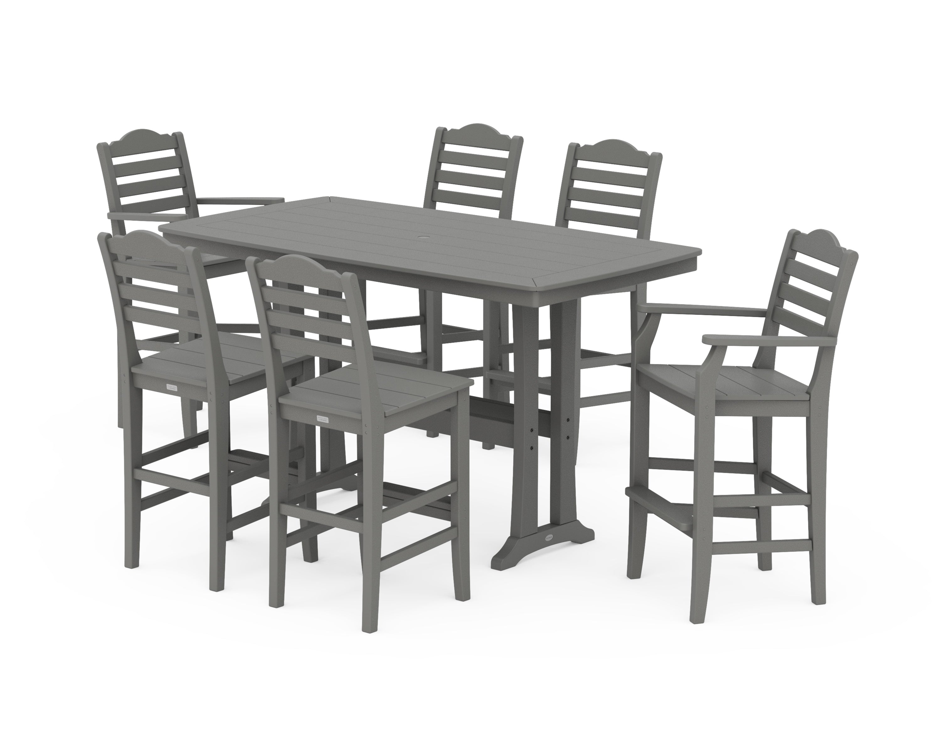 Draper James™ by  POLYWOOD® Savannah 7-Piece Bar Set with Trestle Legs in Slate Grey