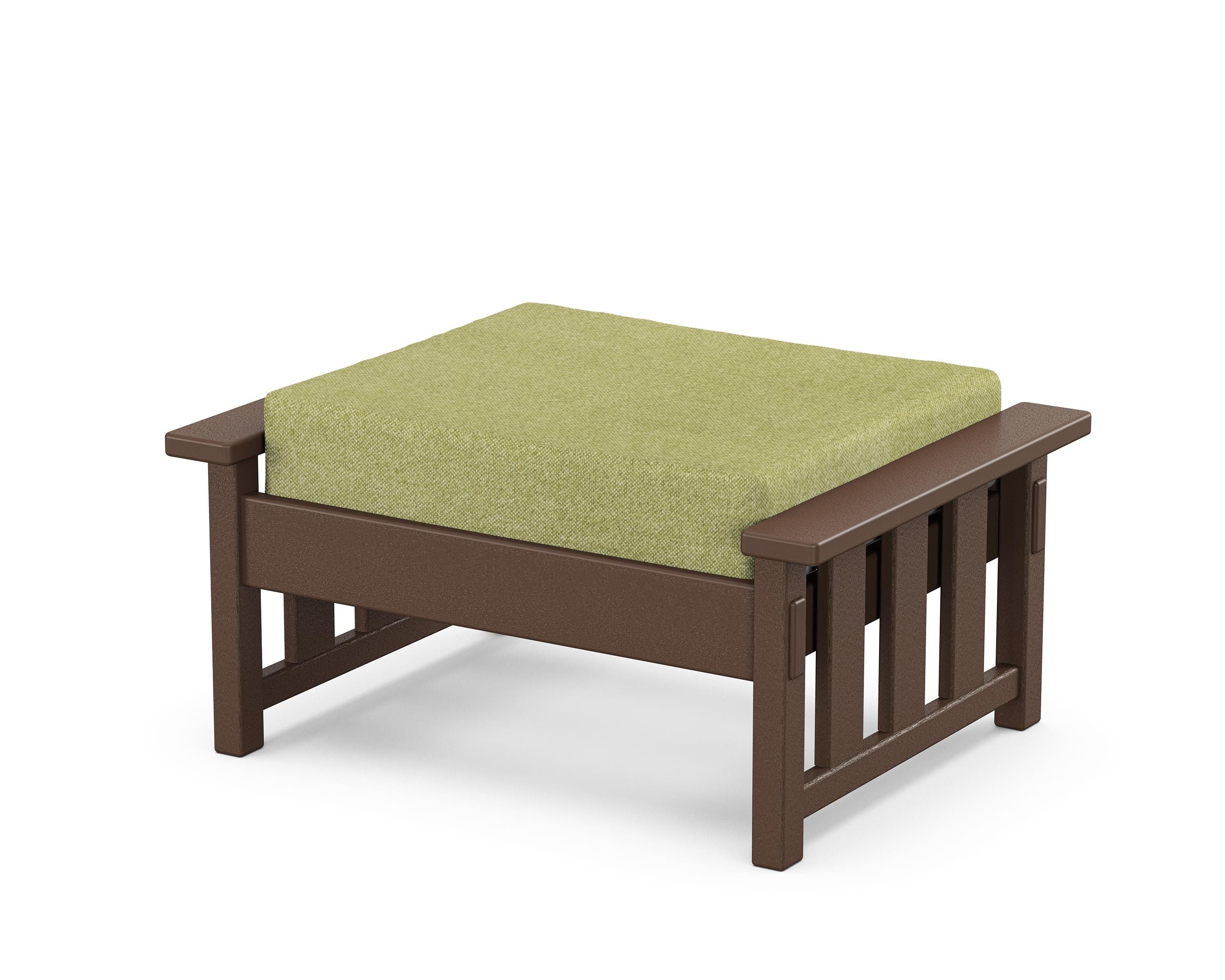 Martha Stewart by POLYWOOD® Acadia Deep Seating Ottoman in Mahogany / Chartreuse Boucle