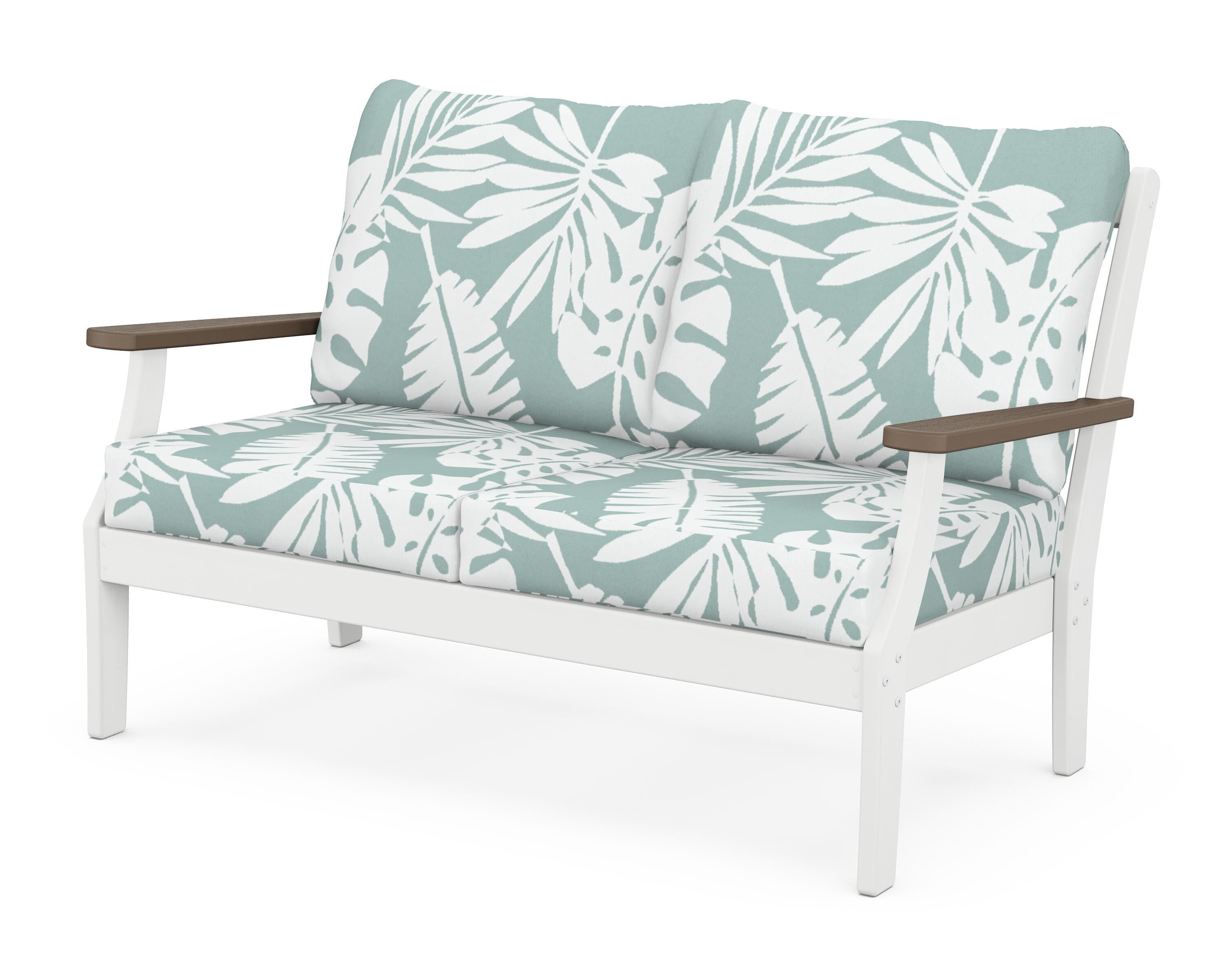POLYWOOD® Braxton Deep Seating Loveseat in White / Kona / Leaf Glacier Spa