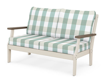 POLYWOOD® Braxton Deep Seating Loveseat in Sand / Kona / Buffalo Plaid Glacier Spa