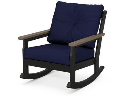 POLYWOOD® Vineyard Deep Seating Rocking Chair in Black / Kona / Navy