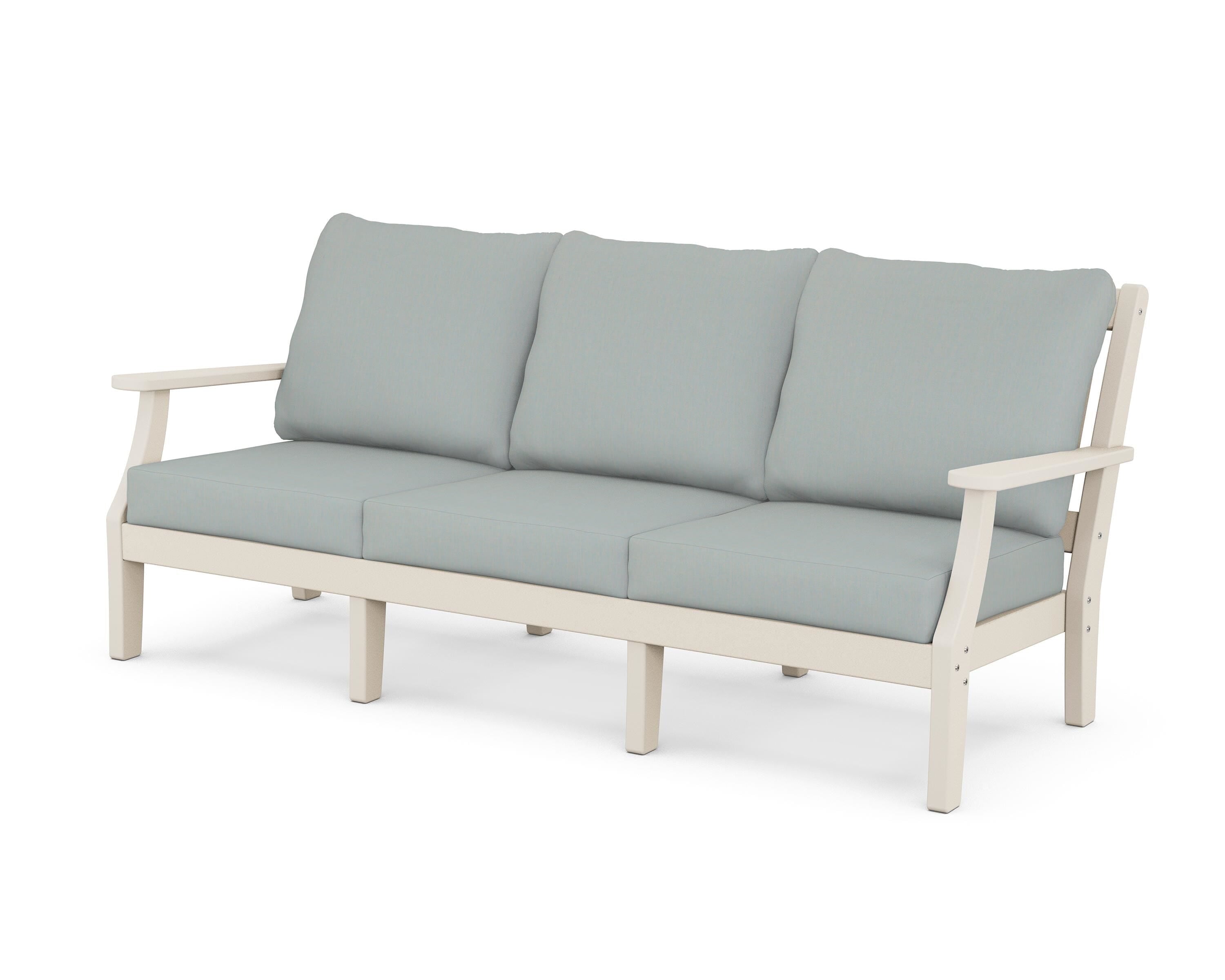 Martha Stewart by POLYWOOD® Chinoiserie Deep Seating Sofa in Sand / Spa