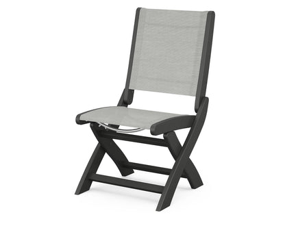 POLYWOOD® Coastal Folding Side Chair in Black / Metallic Sling