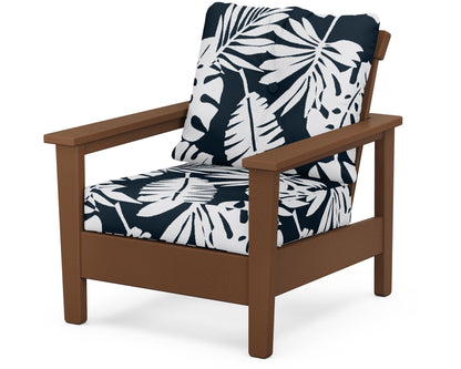 POLYWOOD® Prescott Deep Seating Chair in Teak / Leaf Marine Indigo