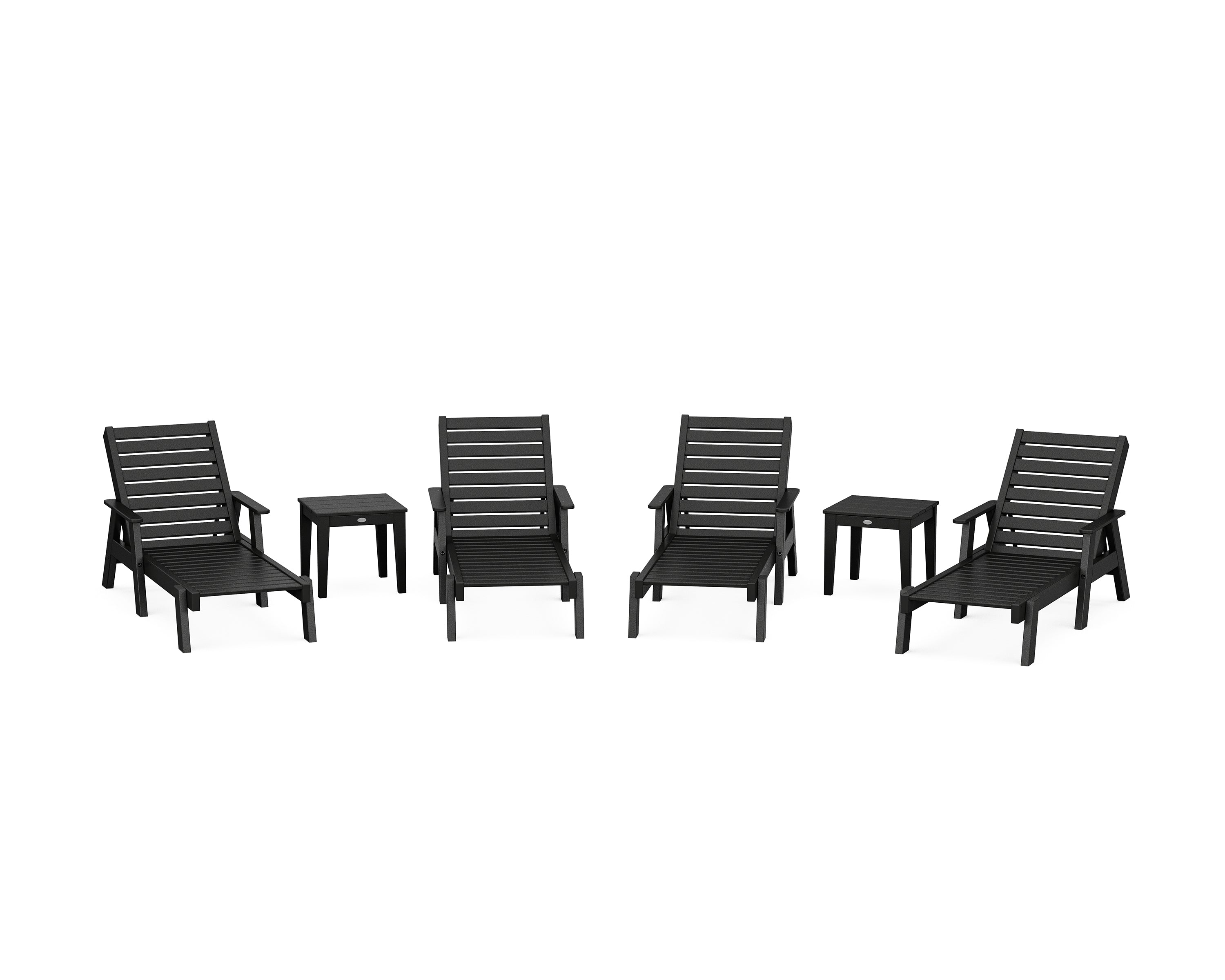 POLYWOOD® Captain Chaise 6-Piece Set with Arms in Black