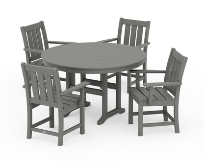 POLYWOOD® Oxford 5-Piece Round Farmhouse Dining Set in Slate Grey