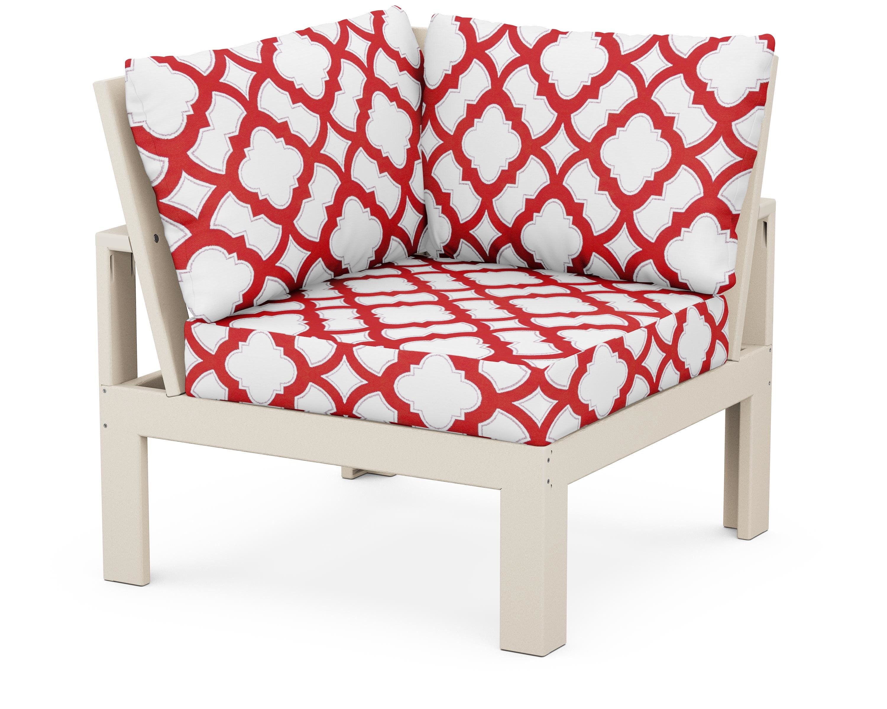 Unbranded Modular Corner Chair in Sand / Trellis Crimson
