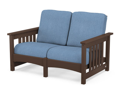 POLYWOOD® Club Mission Loveseat in Mahogany / Sky Blue