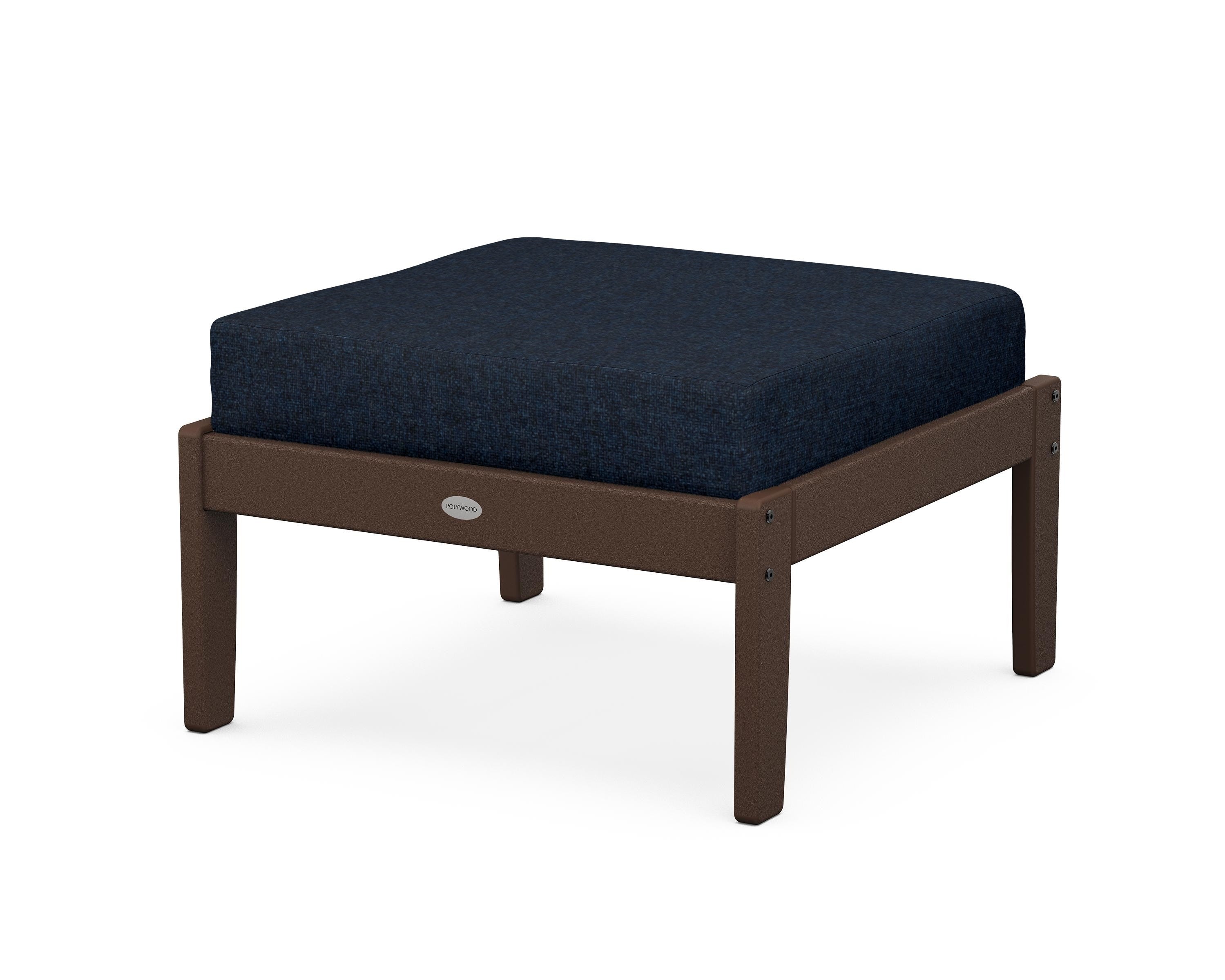 POLYWOOD® Braxton Deep Seating Ottoman in Mahogany / Marine Indigo