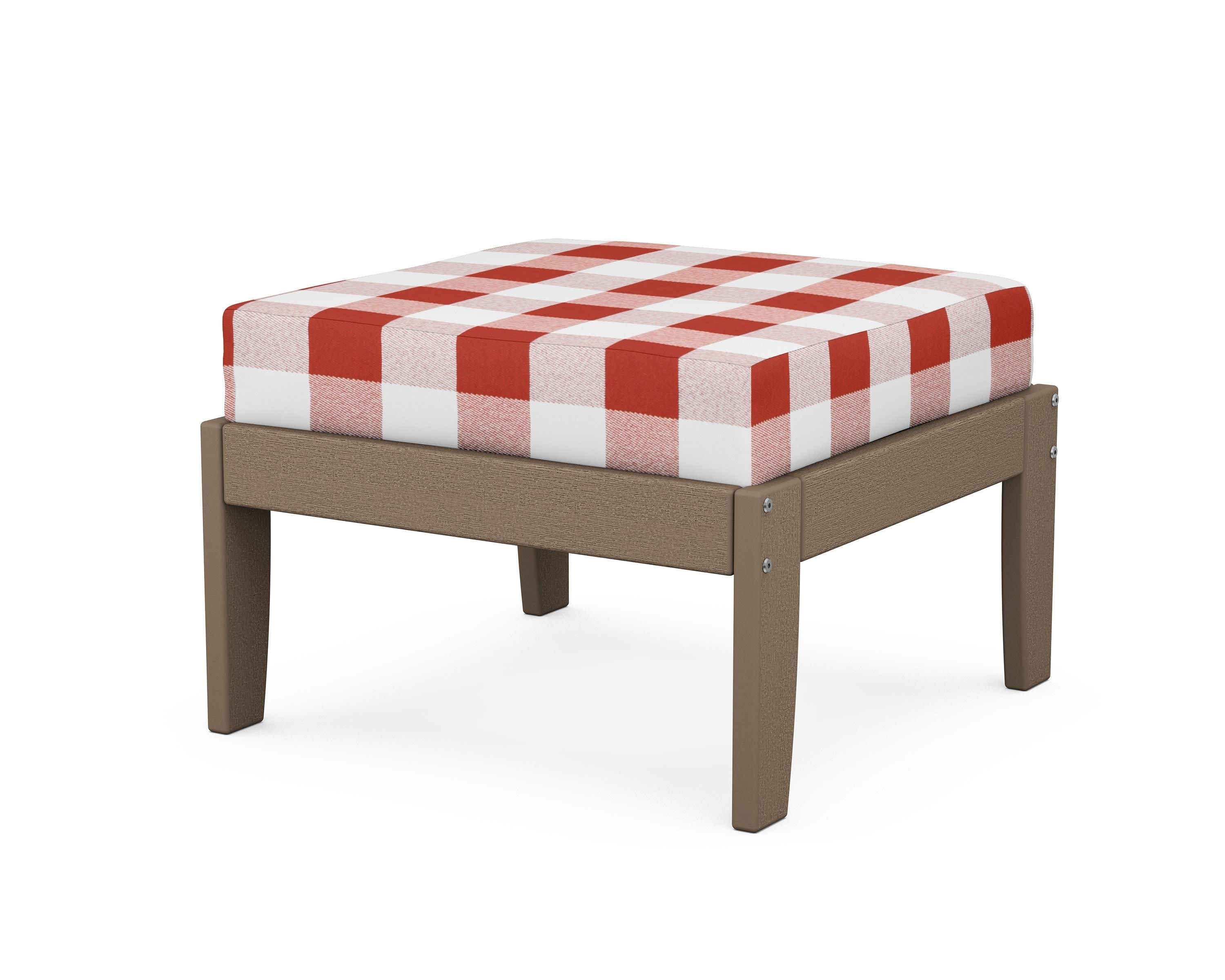 Unbranded Modular Ottoman - Classic in Vintage Sahara / Buffalo Plaid Crimson