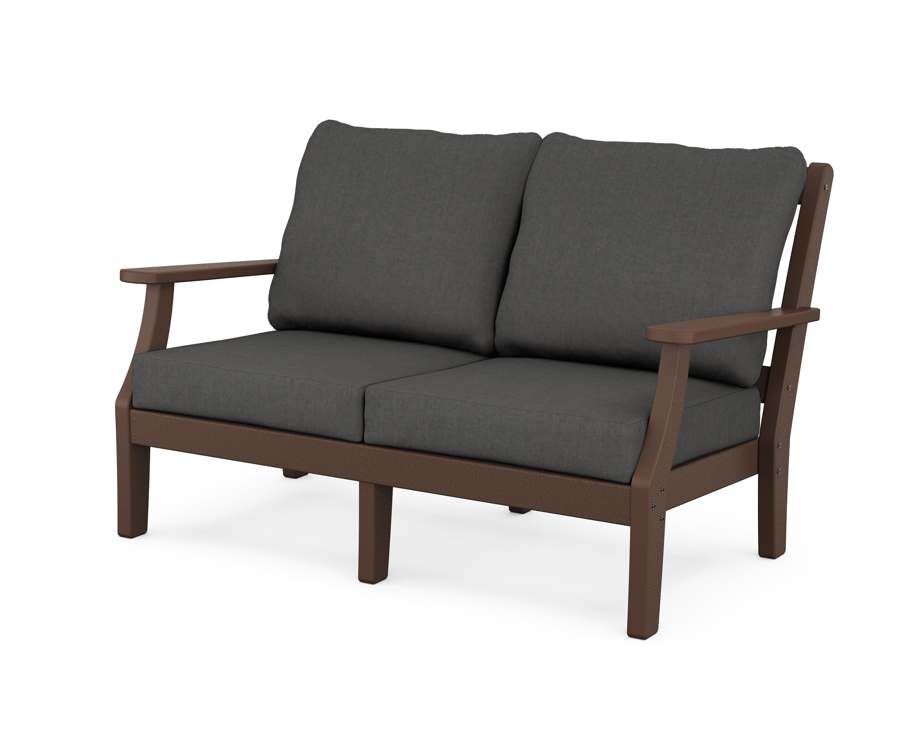 Martha Stewart by POLYWOOD® Chinoiserie Deep Seating Loveseat in Mahogany / Spectrum Carbon