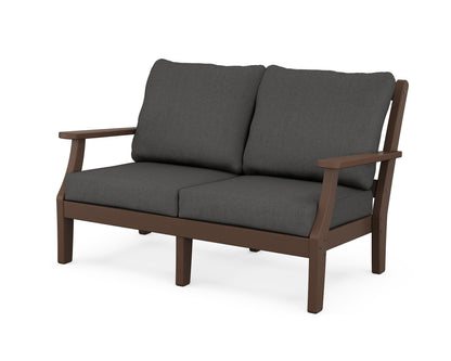 Martha Stewart by POLYWOOD® Chinoiserie Deep Seating Loveseat in Mahogany / Spectrum Carbon