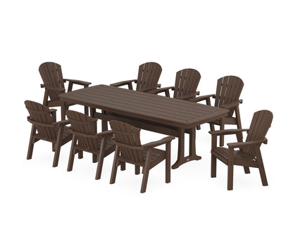 POLYWOOD® Seashell 9-Piece Dining Set with Trestle Legs in Mahogany
