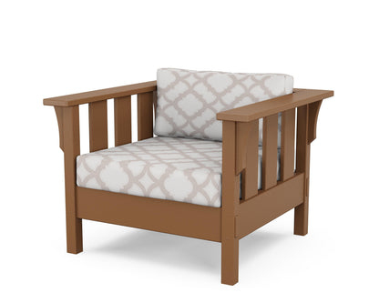 Martha Stewart by POLYWOOD® Acadia Deep Seating Chair in Teak / Trellis Dune Burlap