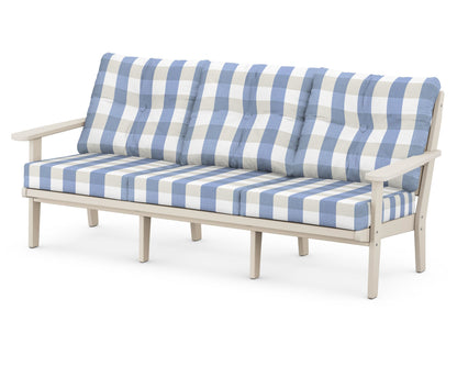 POLYWOOD® Lakeside Deep Seating Sofa in Sand / Buffalo Plaid Sky Blue