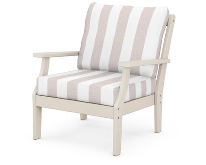 POLYWOOD® Braxton Deep Seating Chair in Sand / Cabana Stripe Dune Burlap