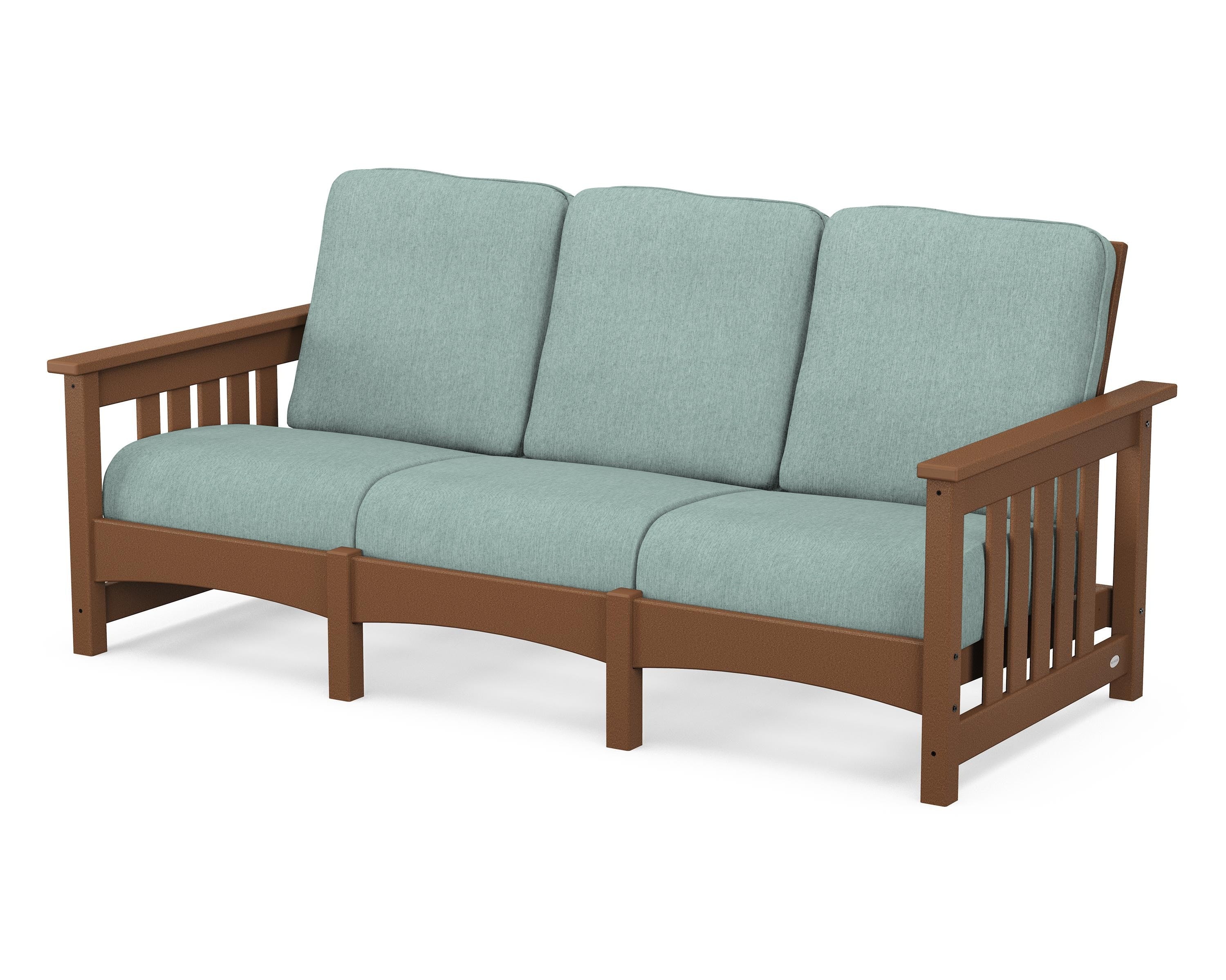 POLYWOOD® Club Mission Sofa in Teak / Glacier Spa