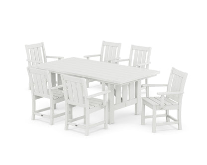 POLYWOOD® Oxford Arm Chair 7-Piece Mission Dining Set in White