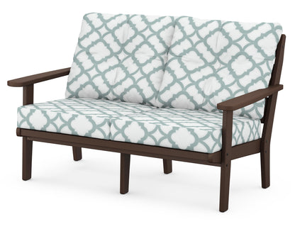 POLYWOOD® Lakeside Deep Seating Loveseat in Mahogany / Trellis Glacier Spa