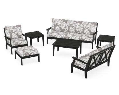 POLYWOOD® Braxton 7-Piece Deep Seating Set in Black / Leaf Grey Mist