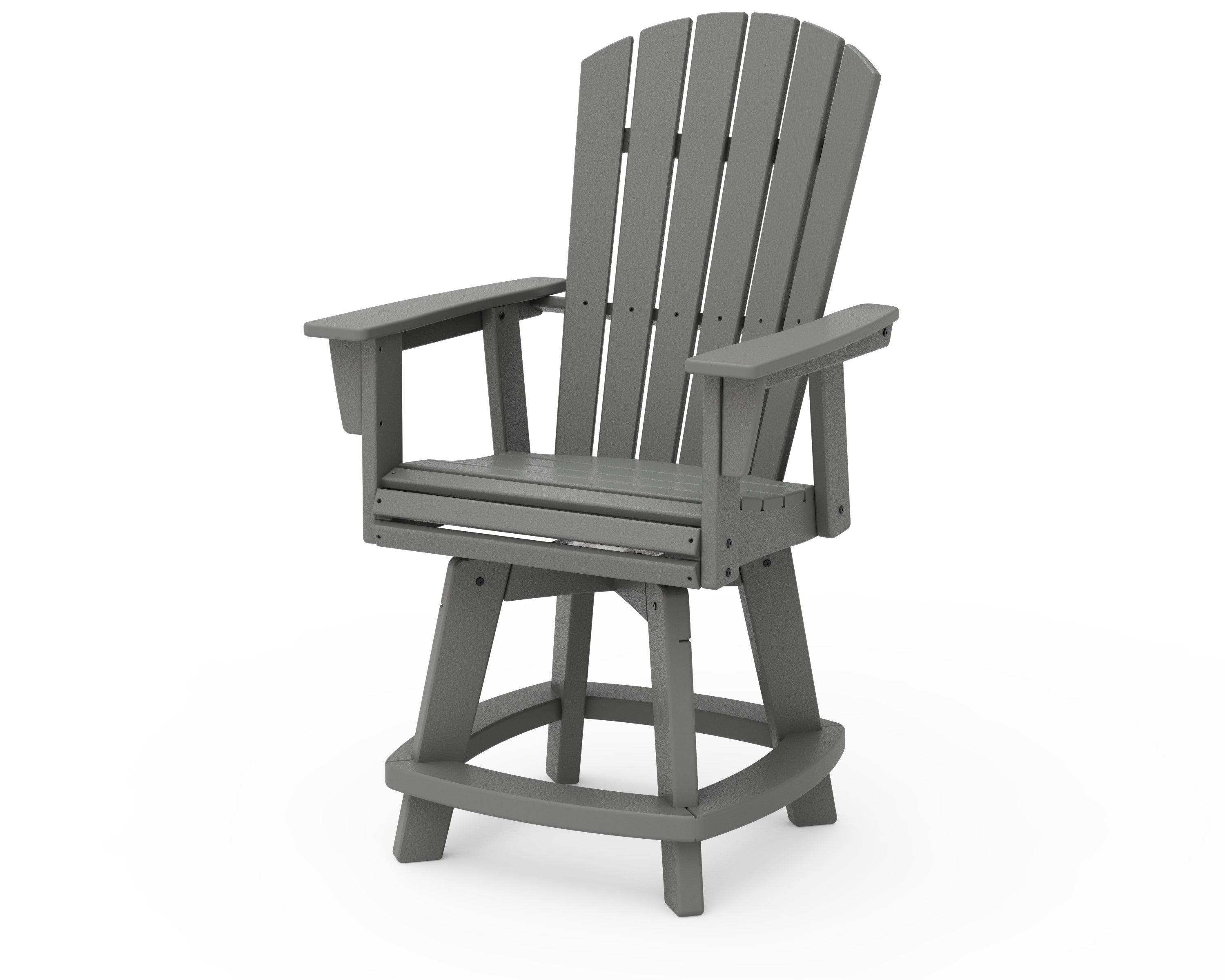 POLYWOOD® Nautical Curveback Adirondack Swivel Counter Chair in Slate Grey
