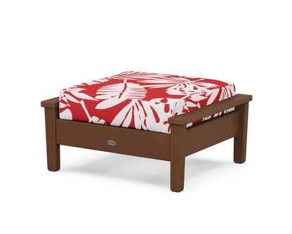 POLYWOOD® Prescott Deep Seating Ottoman in Teak / Leaf Crimson