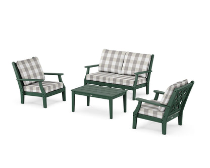 Country Living Wovendale 4-Piece Deep Seating Set with Loveseat in Green / Buffalo Plaid Grey Mist