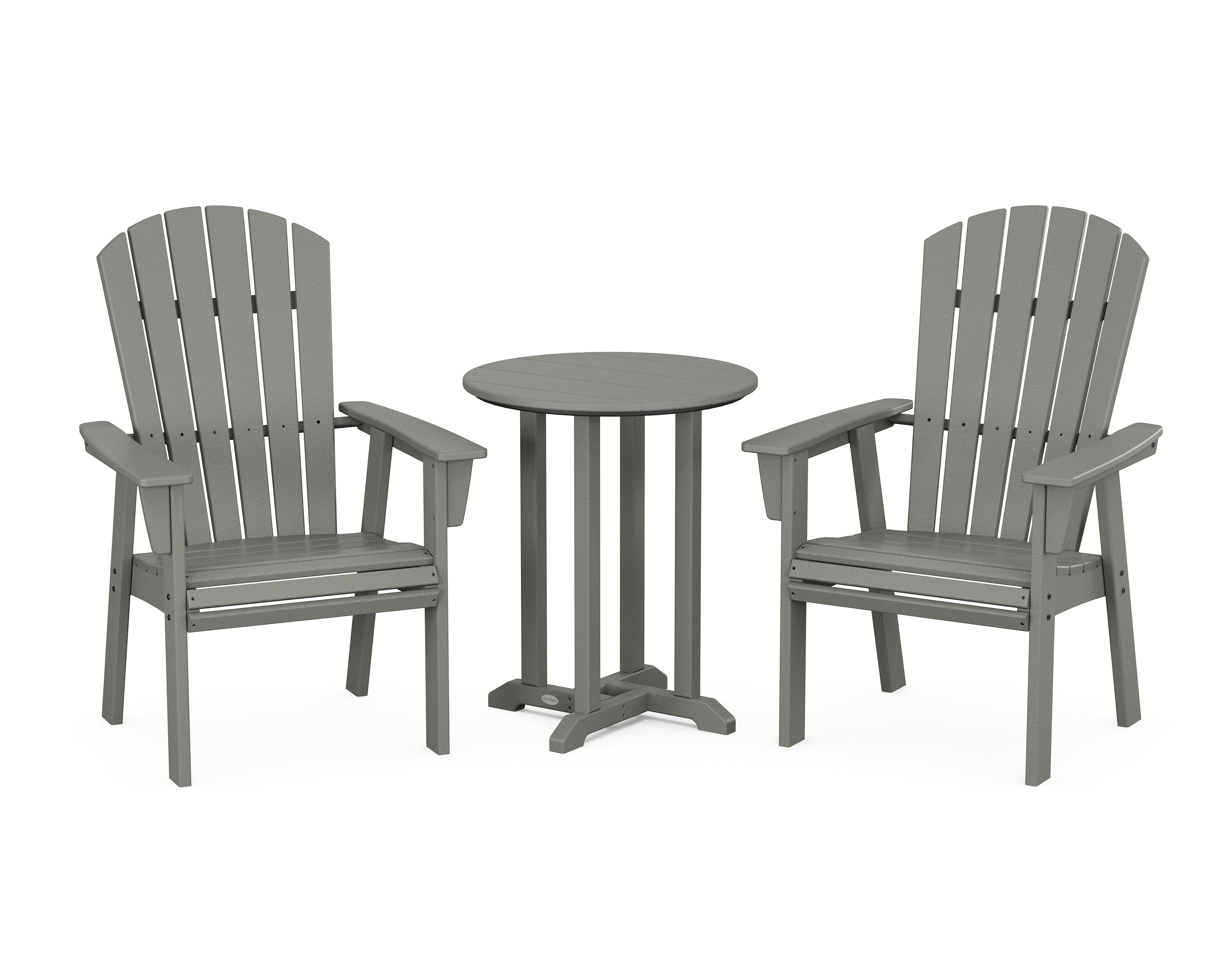 POLYWOOD® Nautical Adirondack 3-Piece Round Bistro Dining Set in Slate Grey