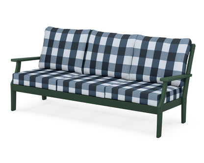 POLYWOOD® Braxton Deep Seating Sofa in Green / Buffalo Plaid Marine Indigo