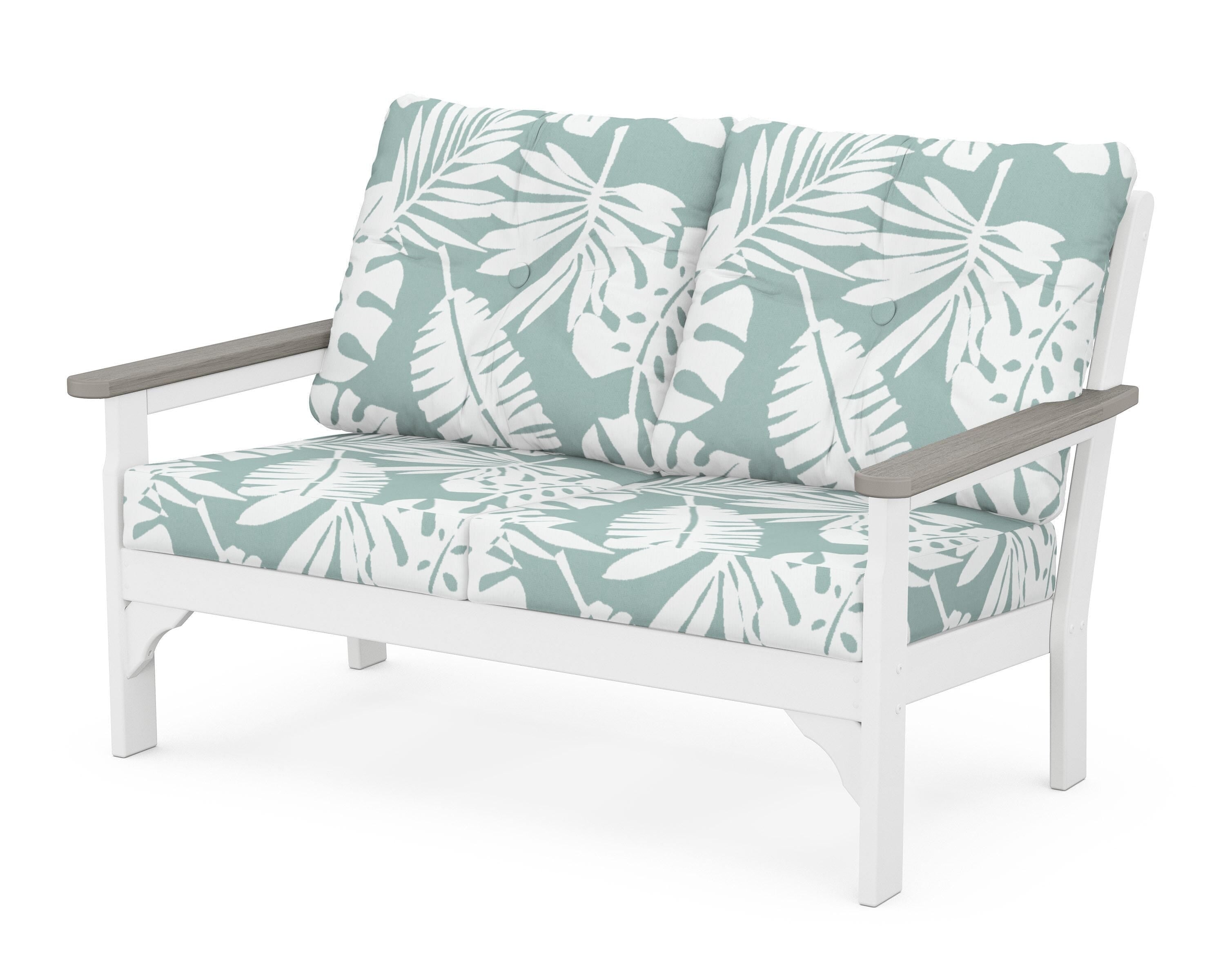 POLYWOOD® Vineyard Deep Seating Loveseat in White / Driftwood / Leaf Glacier Spa