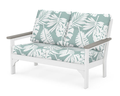 POLYWOOD® Vineyard Deep Seating Loveseat in White / Driftwood / Leaf Glacier Spa