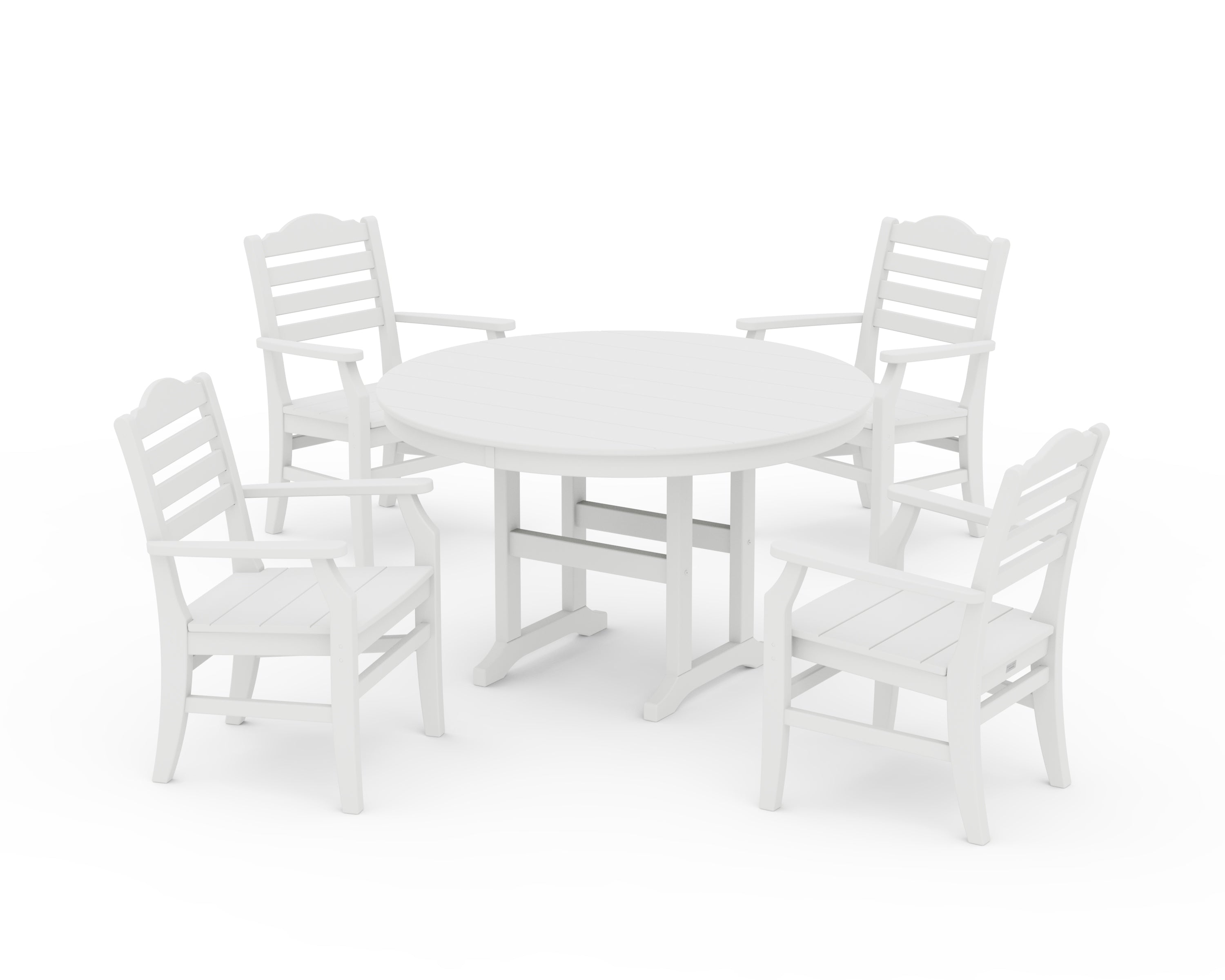POLYWOOD® Savannah 5-Piece Round Farmhouse Dining Set in White