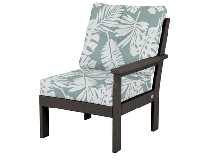 POLYWOOD® Vineyard Modular Right Arm Chair in Vintage Coffee / Leaf Glacier Spa