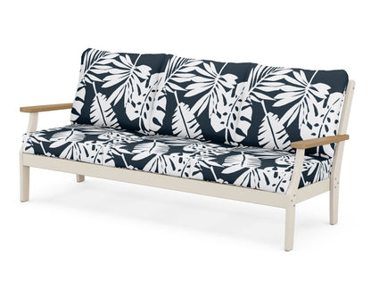 POLYWOOD® Braxton Deep Seating Sofa in Sand / Natural / Leaf Marine Indigo