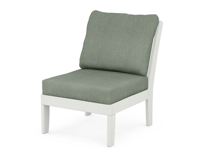 POLYWOOD® Braxton Modular Armless Chair in Vintage White / Cast Sage